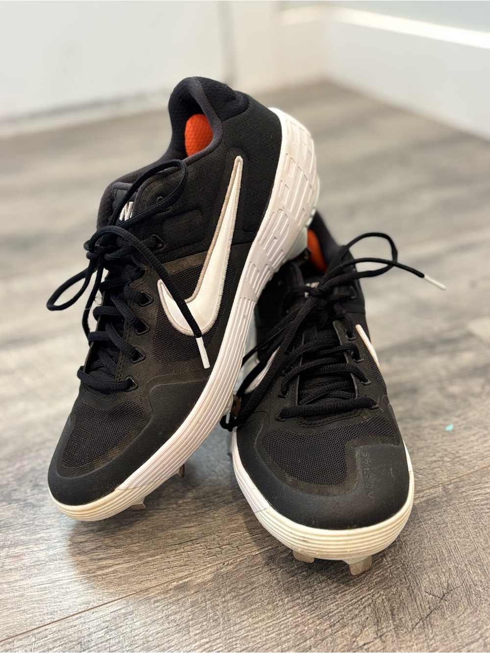 Nike Baseball/Softball Cleats Low Top Black/White Men's US 10